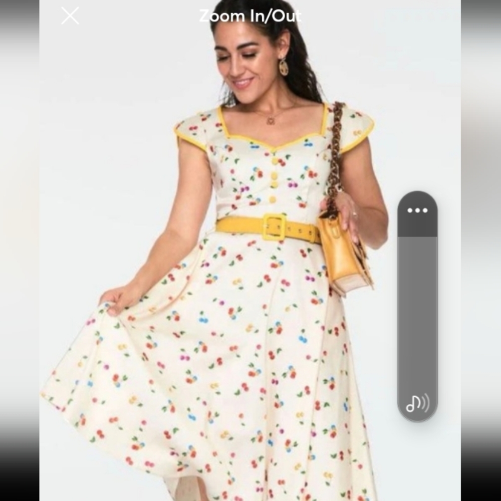 Voodoo Vixen XL white + colored cherry swing dress 1950s Pinup